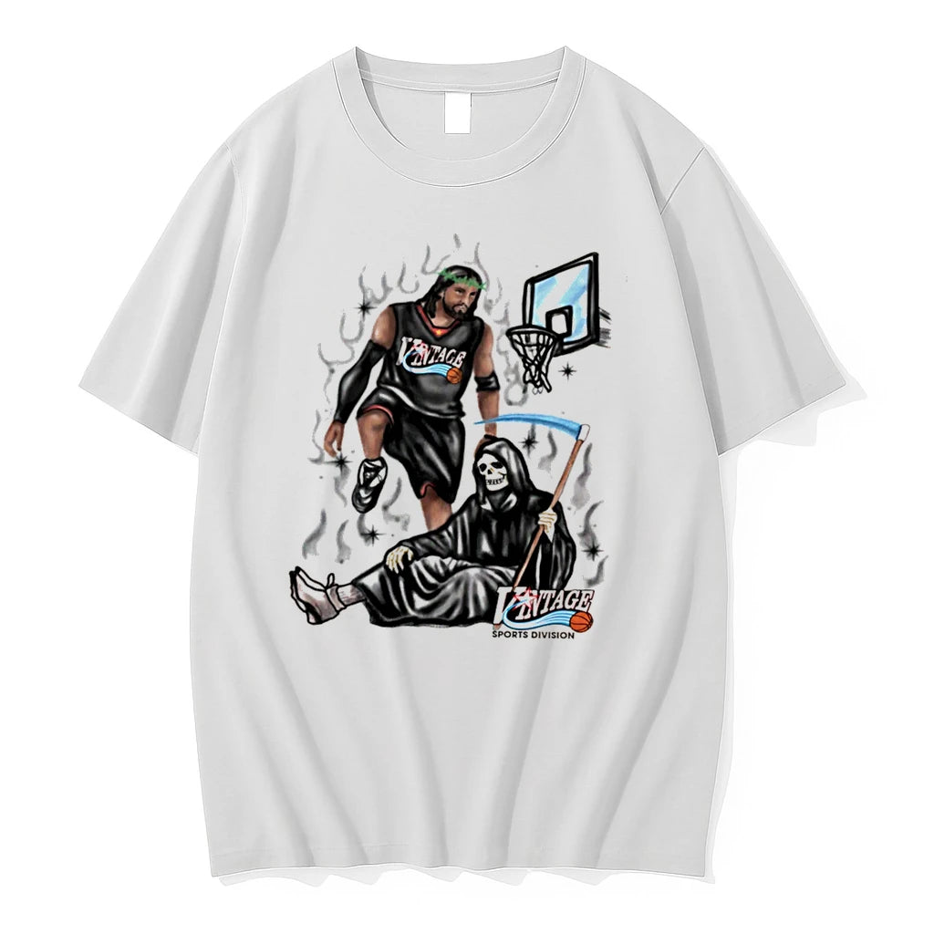 Officials Division Jesus Basketball Grim Reaper Vintage Sports Tee Premium T Shirt