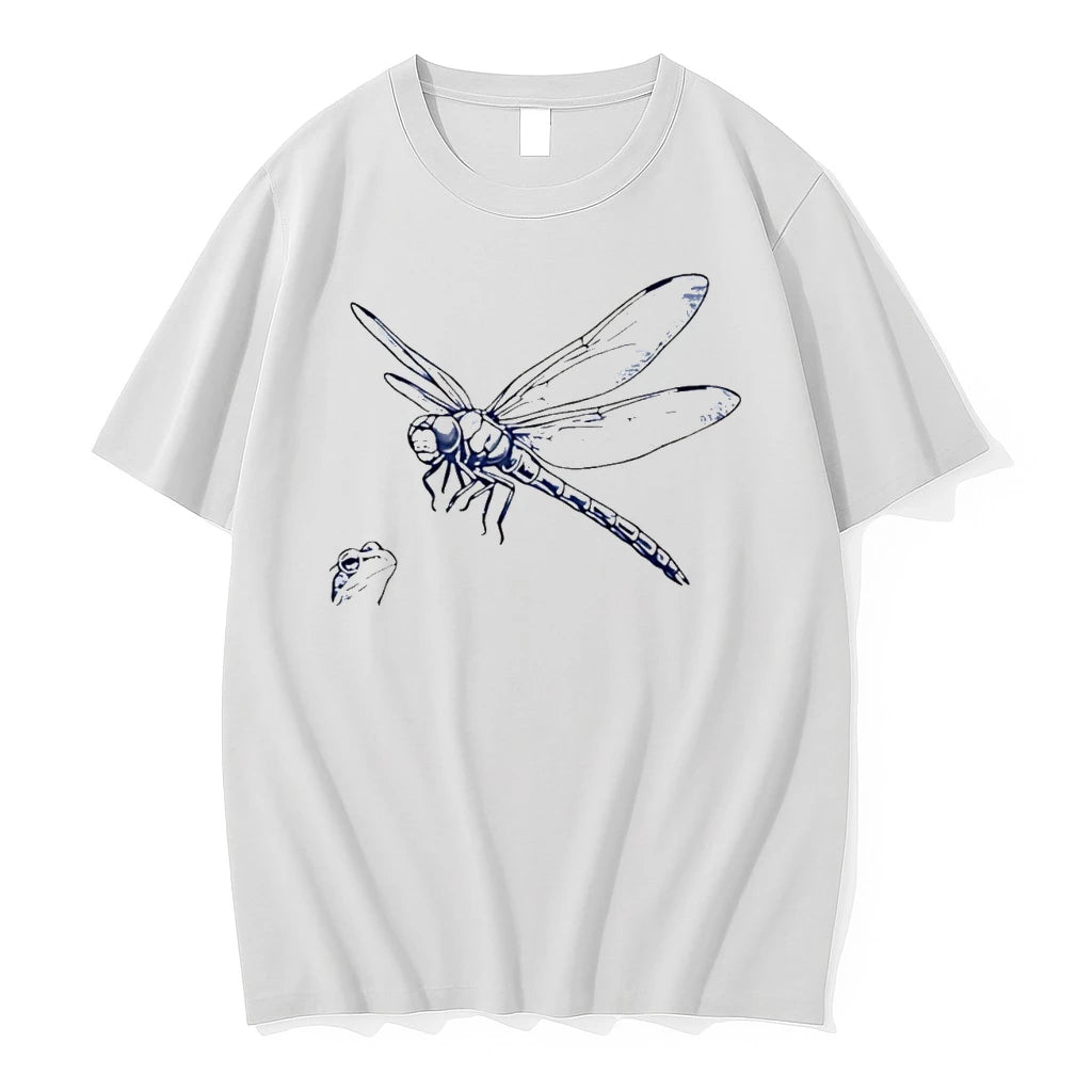 Officials Dragonfly And Frog Nature Illustration Wildlife Biology Lovers Tee Premium T Shirt