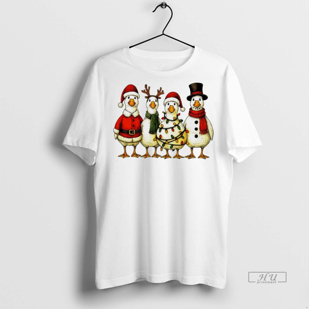 Officials Ducks In Holiday Costumes Lights Christmas White Graphic Tee Shirt Sweater Hoodie 2