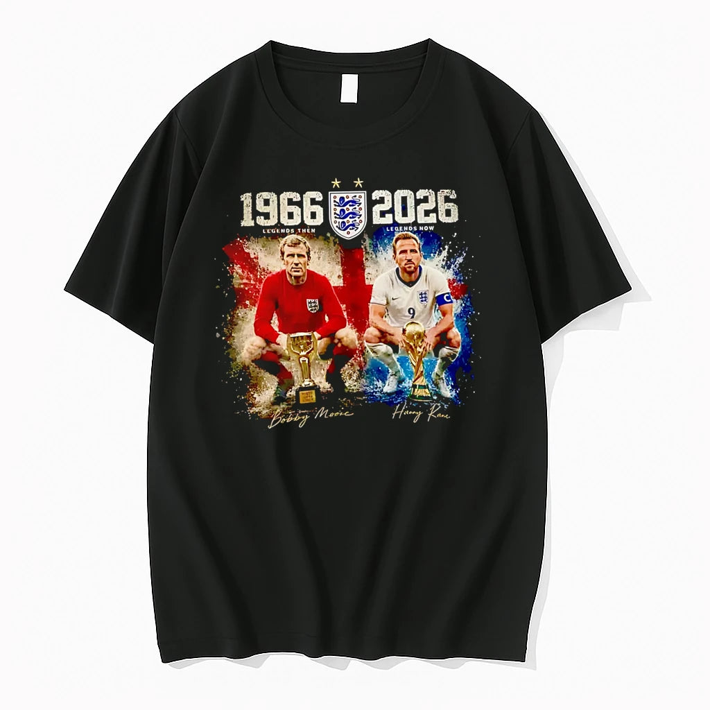 Officials England Legends Bobby Moore Harry Kane 1966 2026 World Cup Premium T Shirt