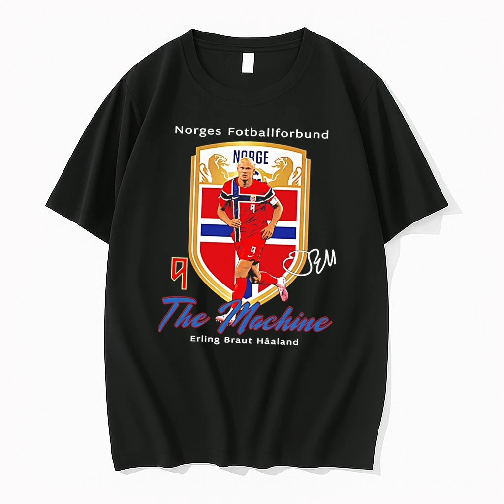 Officials Erling Braut Haaland No 9 Norway The Machine Signature Tee Premium T Shirt