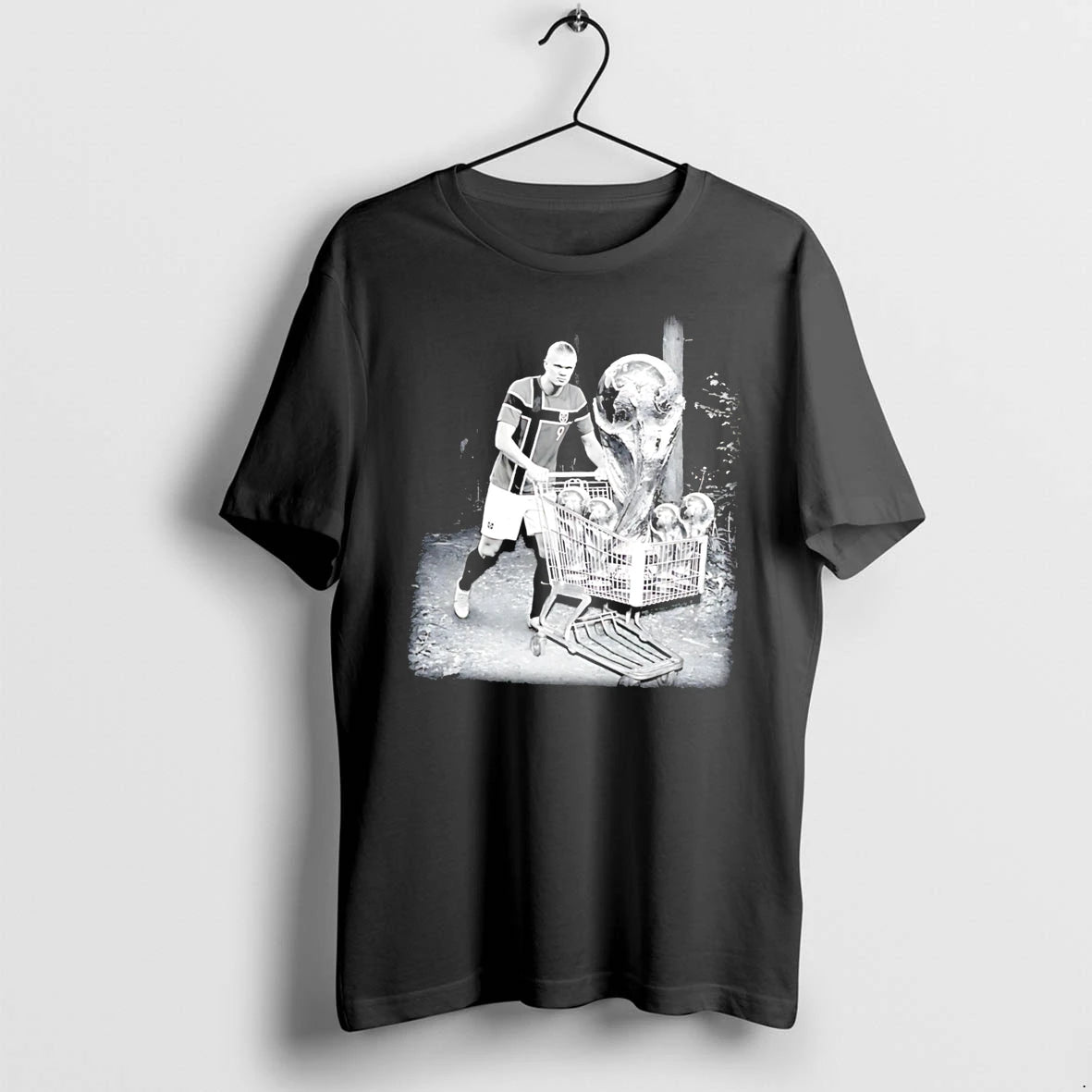 Officials Erling Haaland Norway No 9 With World Cup Trophies Tee Premium T Shirt