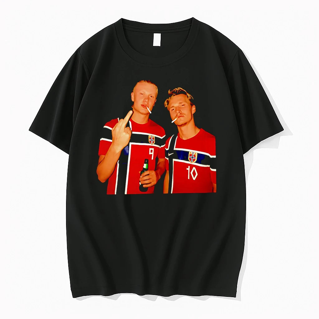 Officials Erling Haaland And Martin Odegaard Norway Smoking Middle Finger Premium T Shirt
