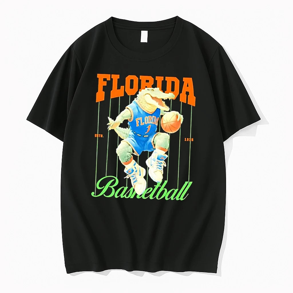 Officials Estb 1915 Florida Basketball Gator Playing With Ball Blue Jersey Black
