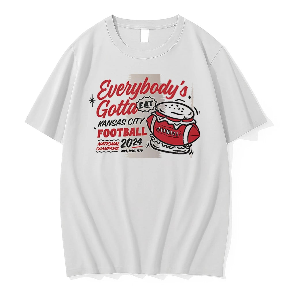 Officials Everybodys Gotta Eat Kansas City Football 2024 National Champions White Premium T Shirt
