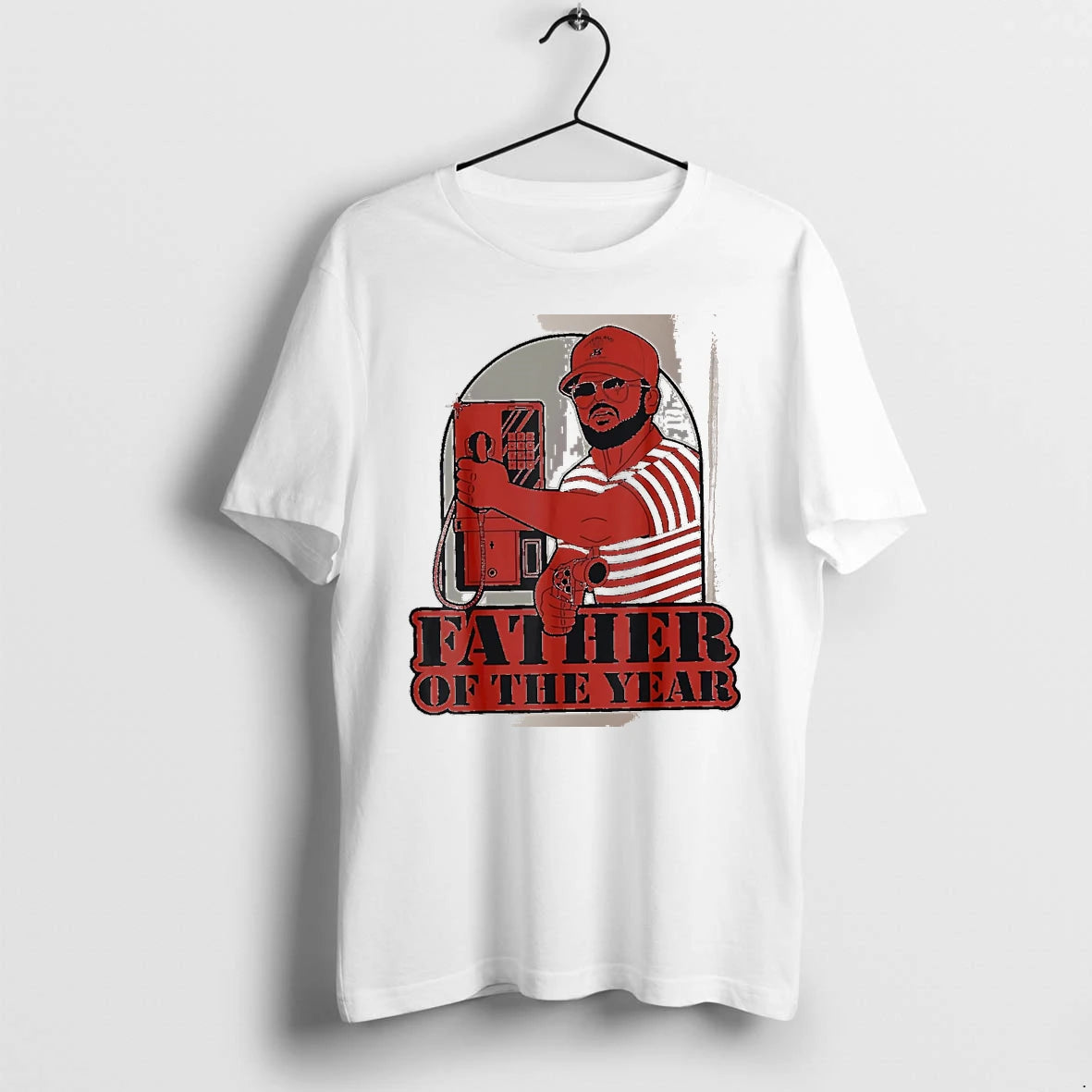 Officials Father Of The Year With Phone And Revolver White Premium T Shirt