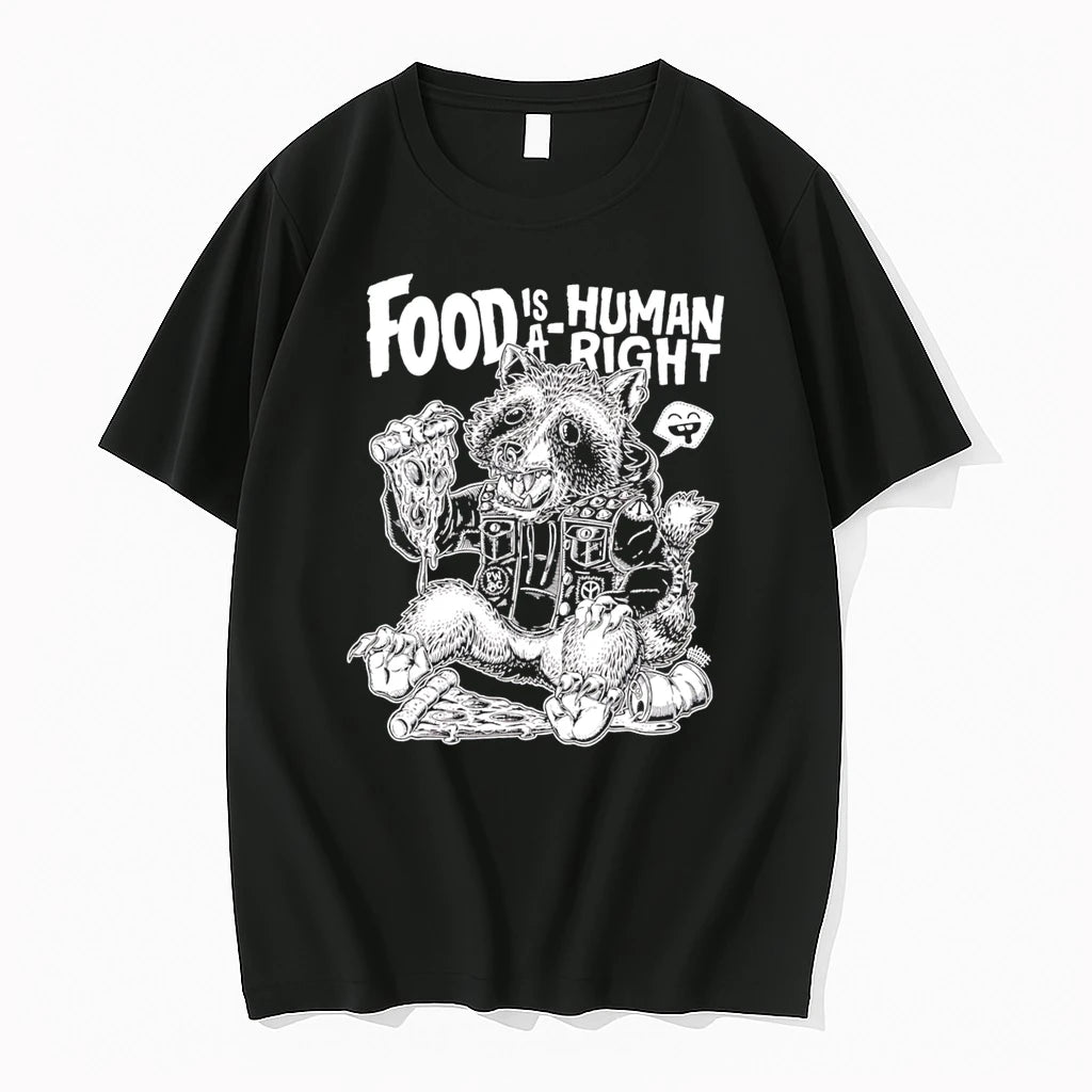 Officials Food Is A Human Right Raccoon Punk Rocker Tee Premium T Shirt