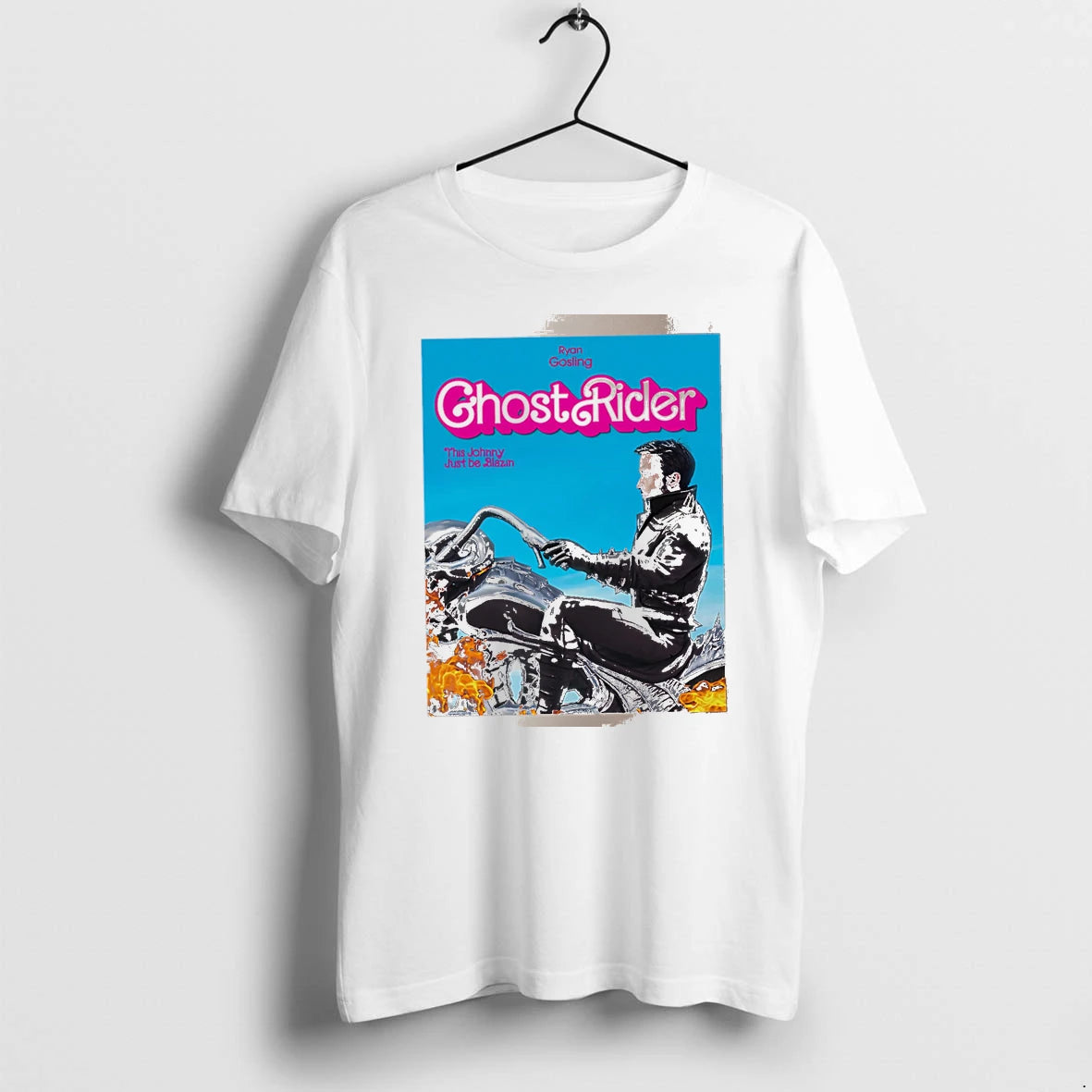 Officials Ghost Rider This Johnny Just Be Blazin Ryan Gosling White Premium T Shirt