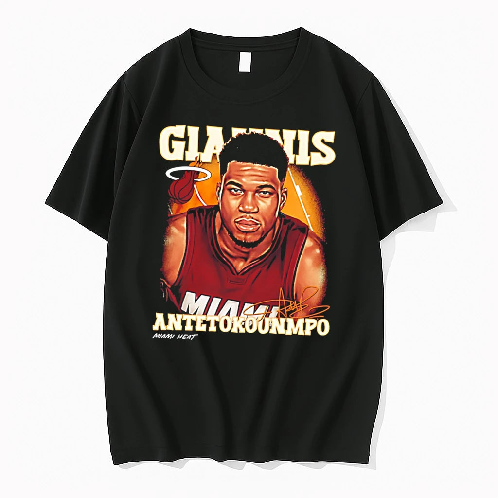 Officials Giannis Antetokounmpo Miami Heat Airbrush Signature Tee Premium T Shirt