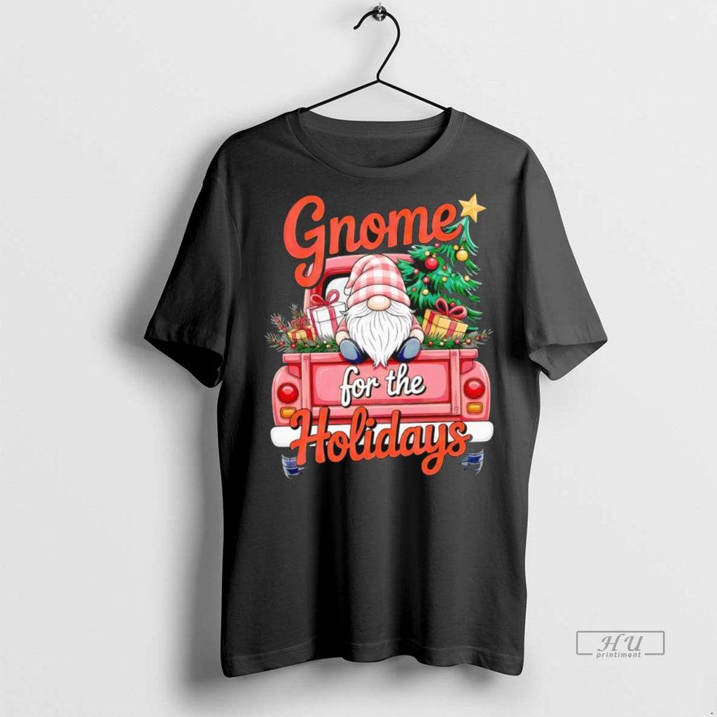 Officials Gnome For The Holidays Red Truck Christmas Tree And Gifts Graphic Tee Shirt Sweater
