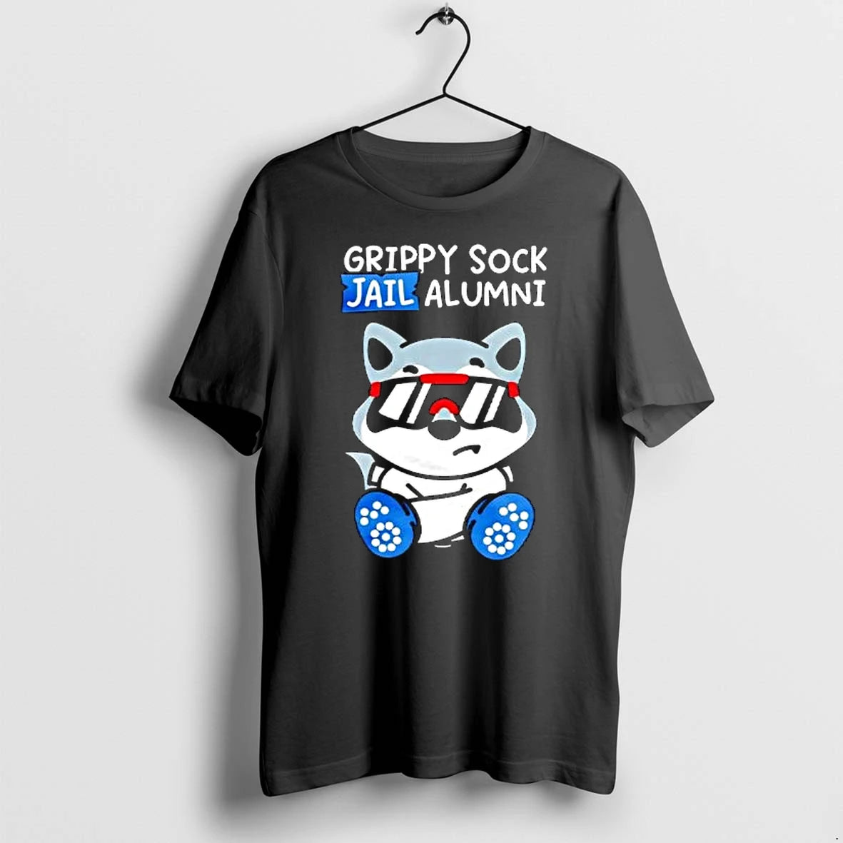 Officials Grippy Sock Jail Alumni Raccoon Mental Health Humor Premium T Shirt