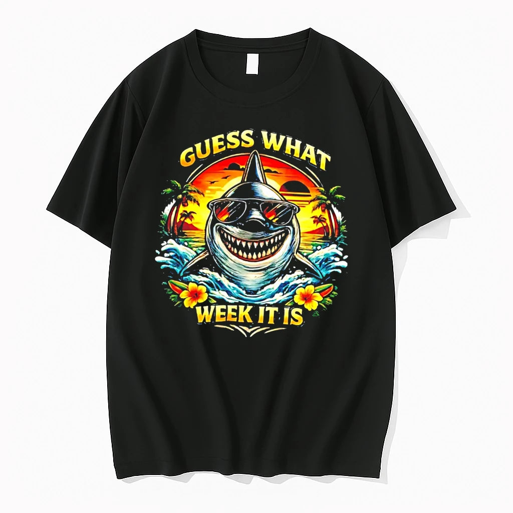 Officials Guess What Week It Is Shark Tropical Sunset Tee Premium T Shirt