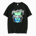 Officials Hzustar Cyber Goth Punk Face Sunglasses Crucifix Green Blue Graphic Black