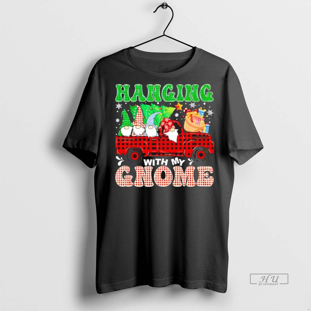 Officials Hanging With My Gnome Plaid Truck Christmas Graphic Tee Shirt Sweater