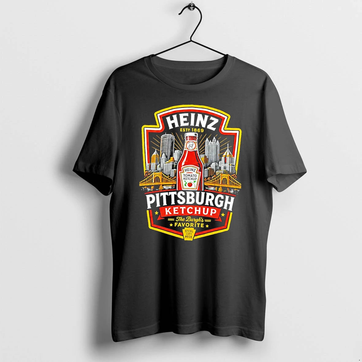Officials Heinz Pittsburgh Ketchup The Burghs Favorite Steel City Pride Tee Premium T Shirt