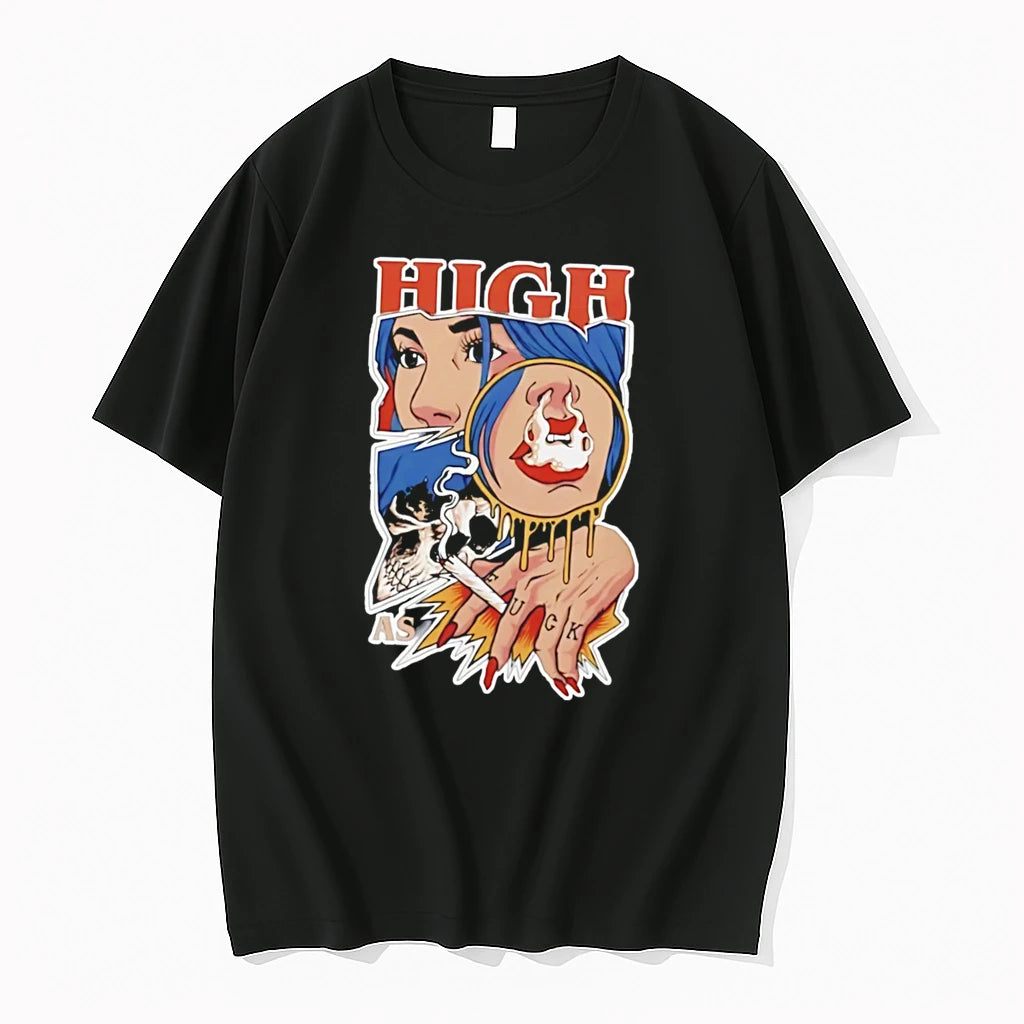Officials High As Fuck Smoking Skull Woman Stoner Tee Premium T Shirt
