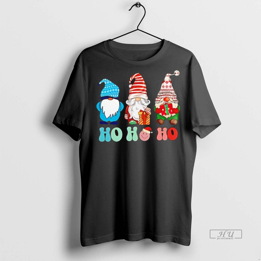 Officials Ho Ho Ho Three Gnomes Holding Gifts Christmas Graphic Tee Shirt Sweater
