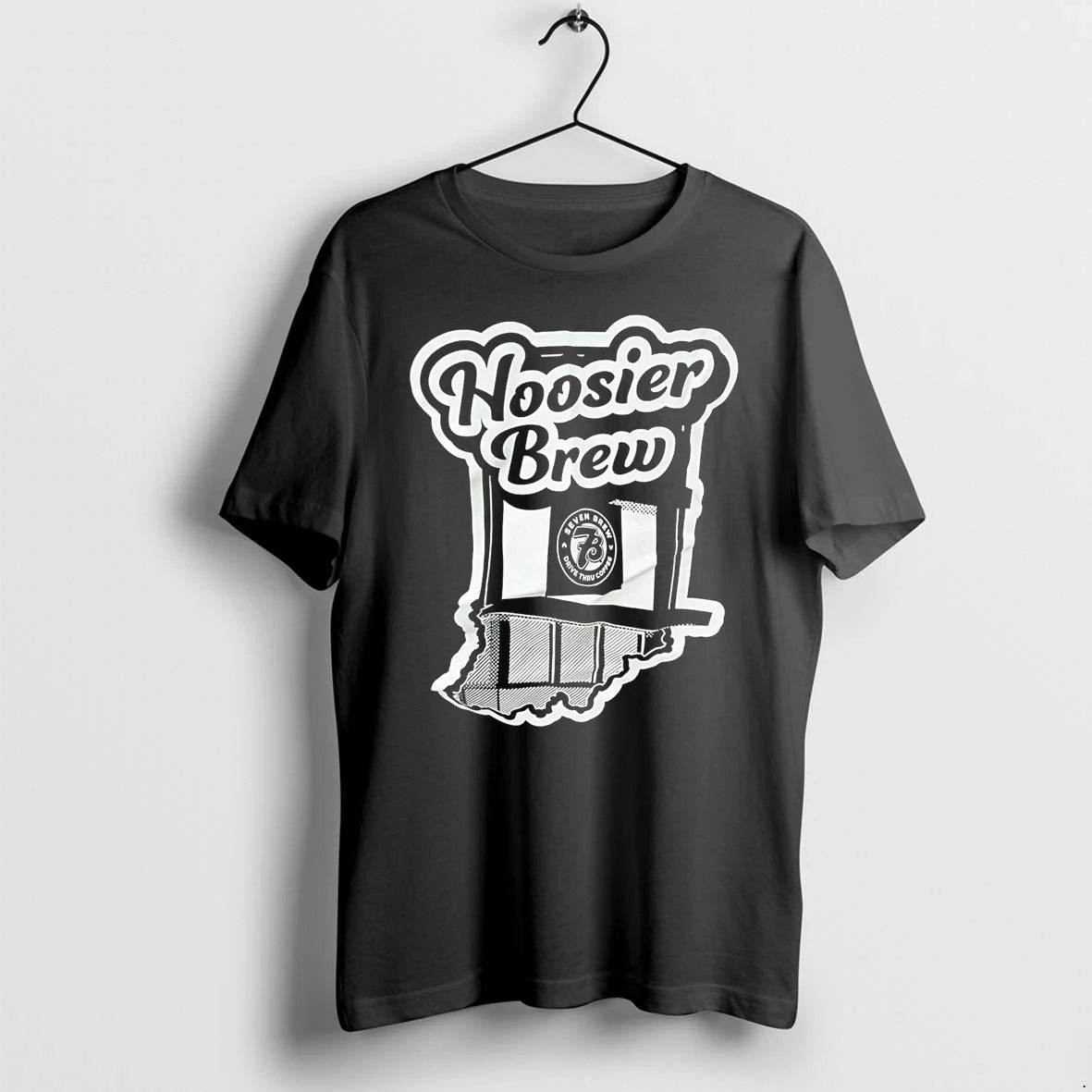 Officials Hoosier Brew Seven Brew Drive Thru Coffee Indiana State Map Premium T Shirt