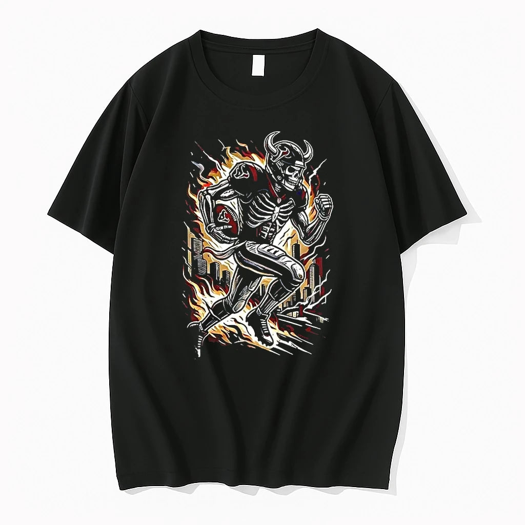 Officials Houston Texans Runs In My Blood Mascot Skeleton Black Mens Premium T Shirt