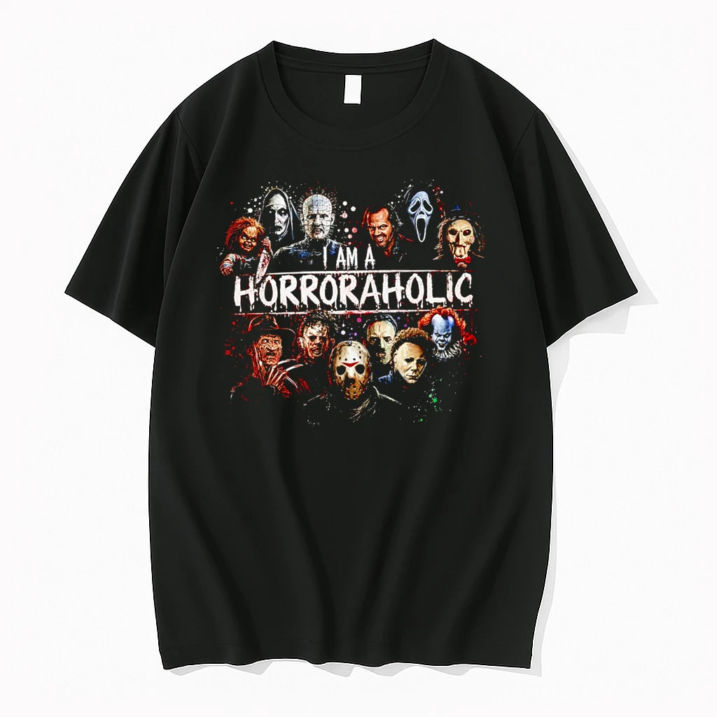 Officials I Am A Horroraholic Horror Movie Characters Premium T Shirt