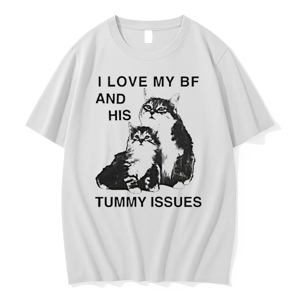 Officials I Love My Bf And His Tummy Issues Cat Premium T Shirt
