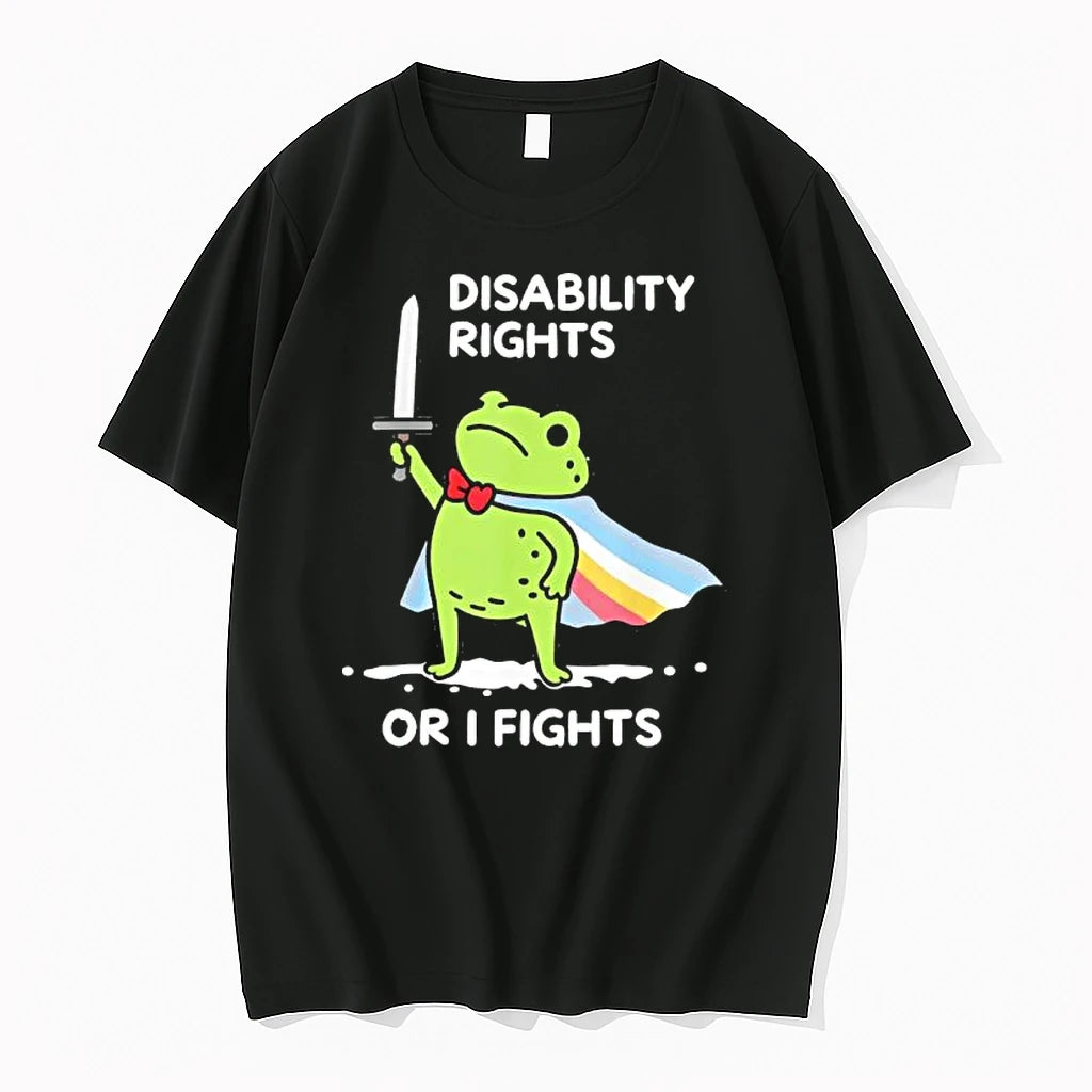 Officials I Will Fight Until Disability Rights Funny Frog Meme Premium T Shirt