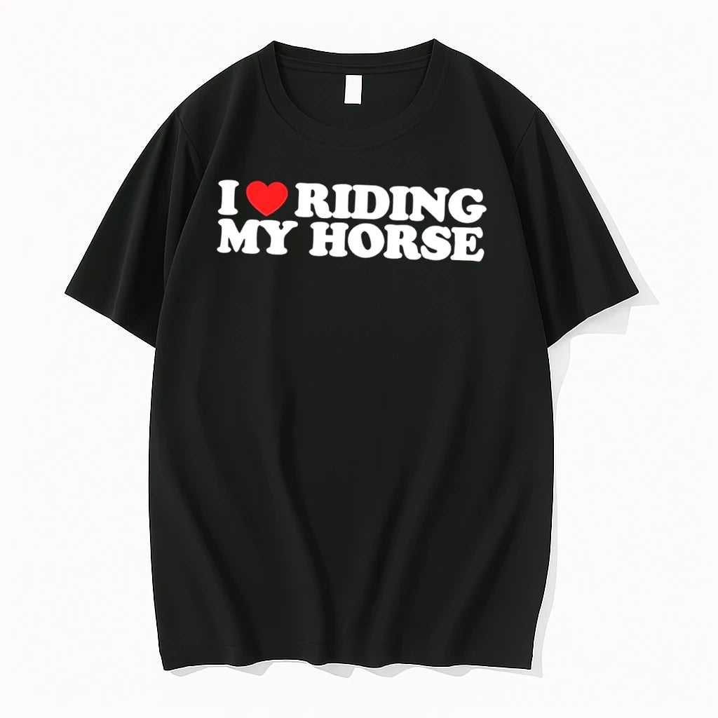 Officials I Love Riding My Horse Heart Text Tee Premium T Shirt