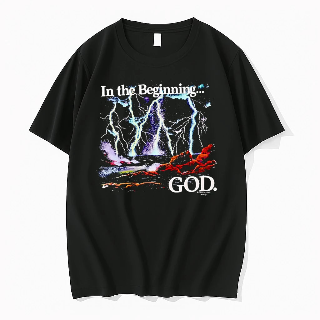Officials In The Beginning God Lightning And Ocean Rocks Premium T Shirt