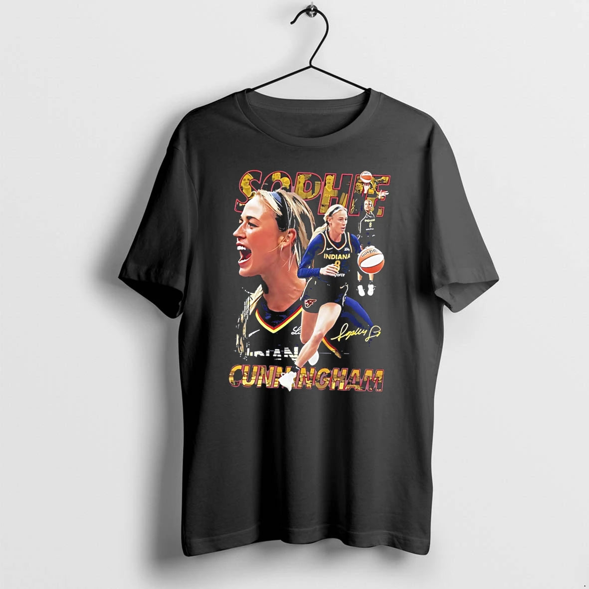 Officials Indiana Fever Sophie Cunningham Portrait Signature Vintage Tee Premium T Shirt