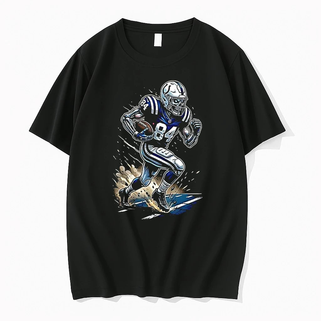 Officials Indianapolis Colts Runs In My Blood Mascot Skeleton Black Mens Premium T Shirt