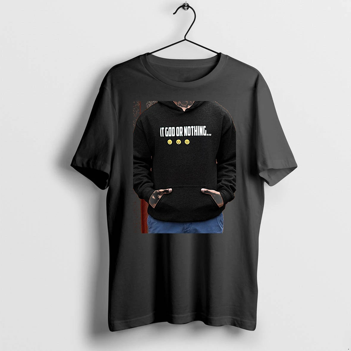 Officials It God Or Nothing With Sad Face Emojis Premium T Shirt