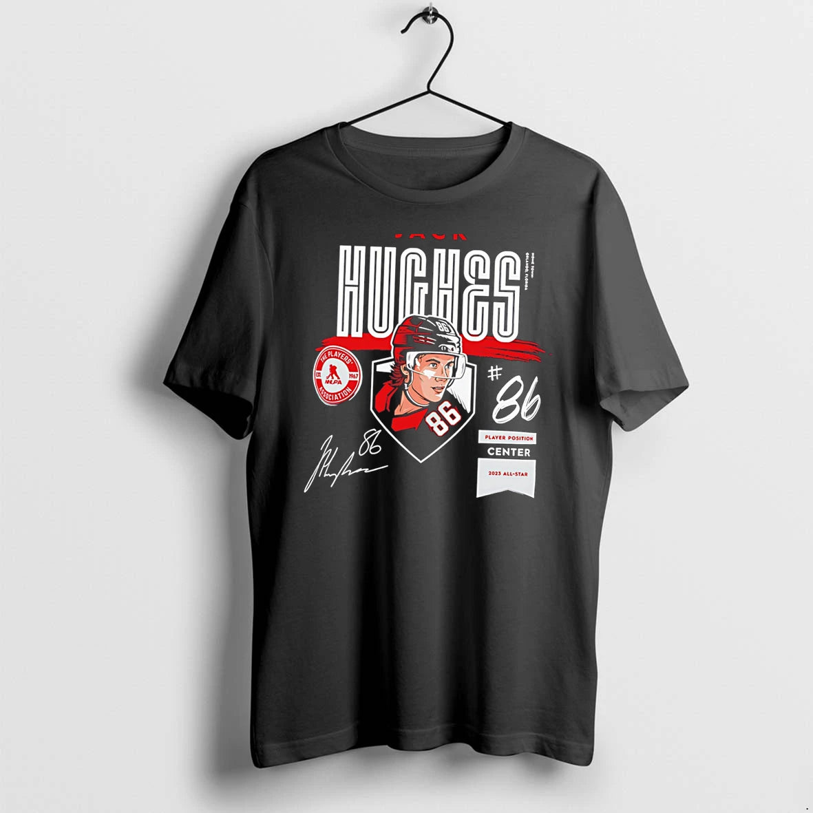 Officials Jack Hughes New Jersey Devils Player Spotlight Name Number Tee Premium T Shirt