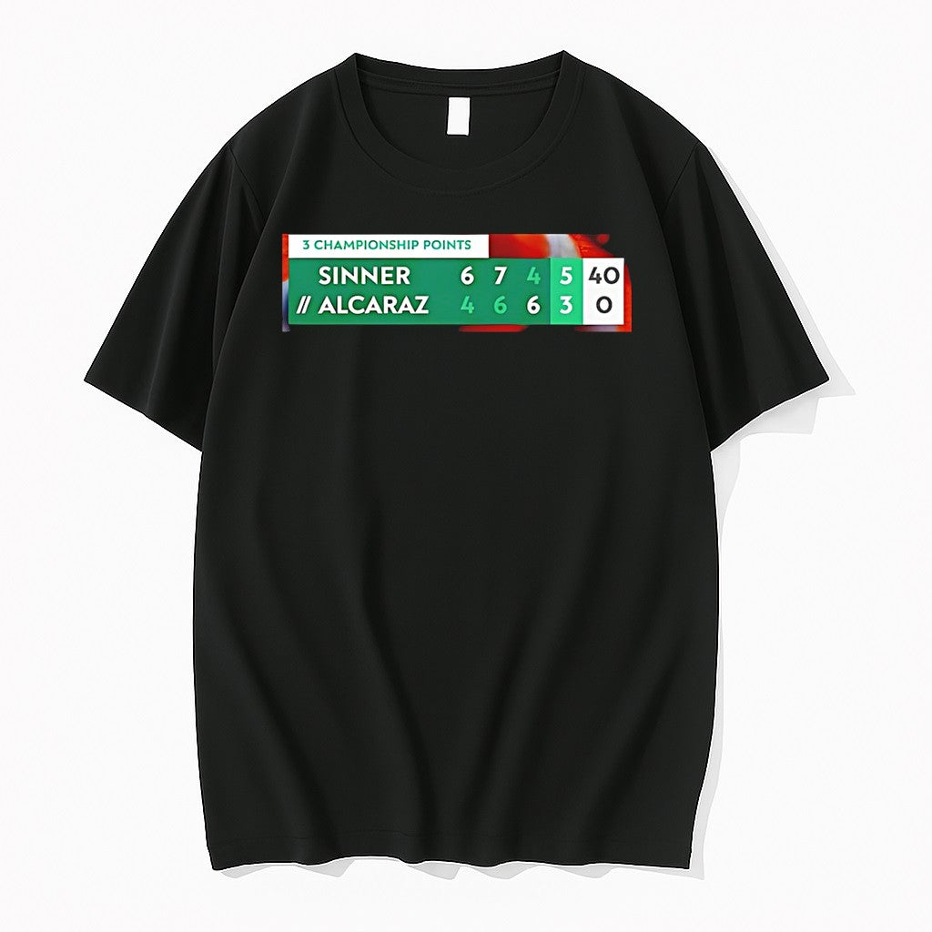 Officials Jannik Sinner And Carlos Alcaraz 3 Championship Points 2026 Premium T Shirt
