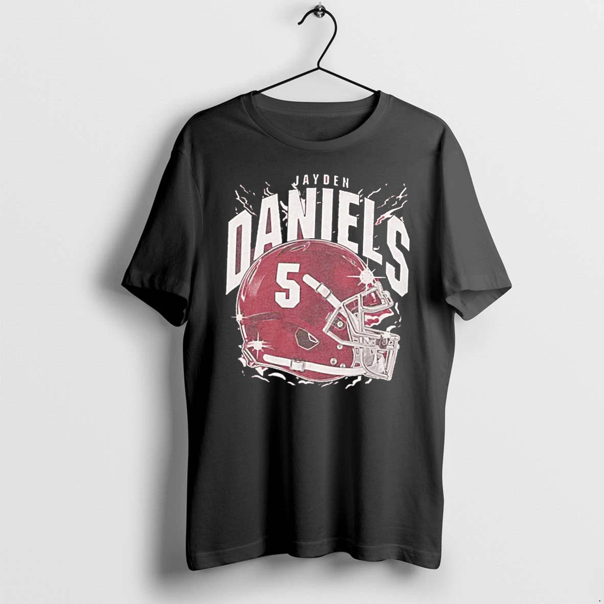 Officials Jayden Daniels No 5 Washington Commanders Helmet Tee Premium T Shirt