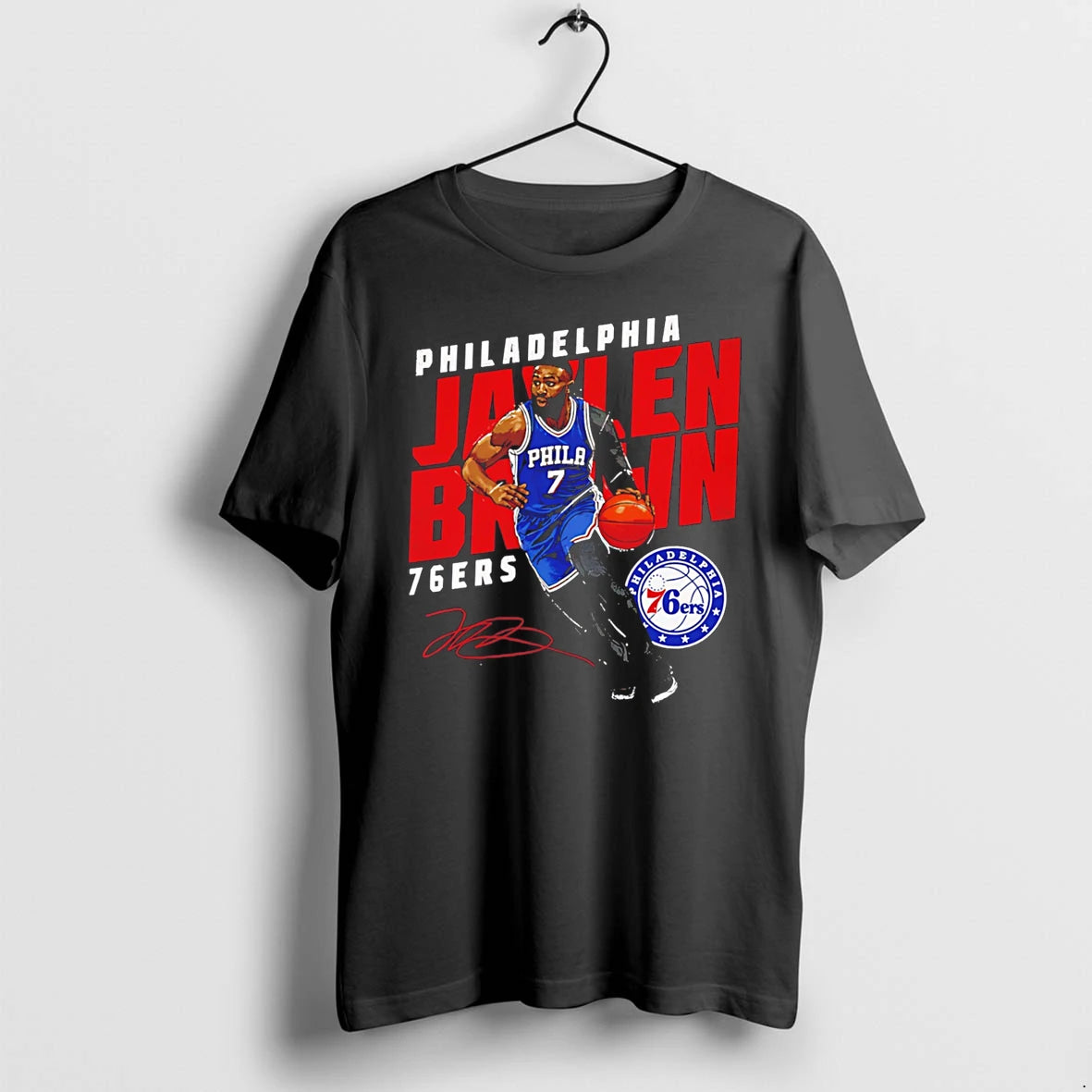 Officials Jaylen Brown Philadelphia 76ers Slant Signature Tee Premium T Shirt