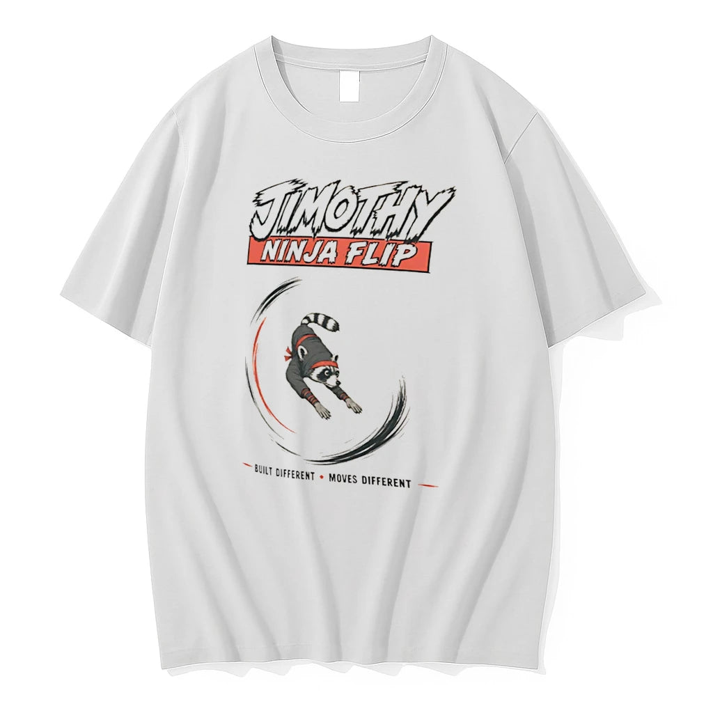 Officials Jimothy Ninja Flip Built Different Moves Different Raccoon Meme Tee Premium T Shirt