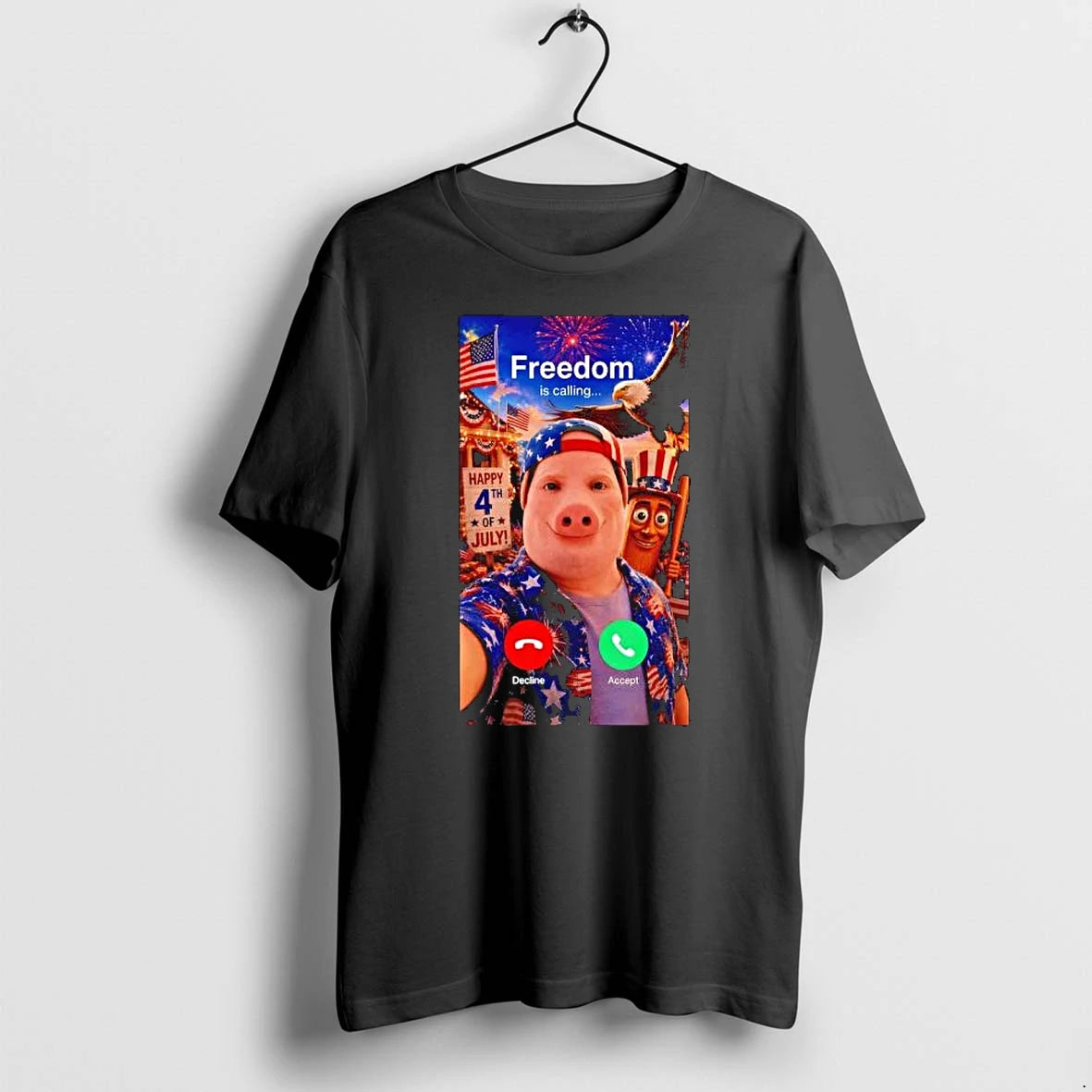 Officials John Pork Freedom Is Calling Happy 4th Of July Premium T Shirt