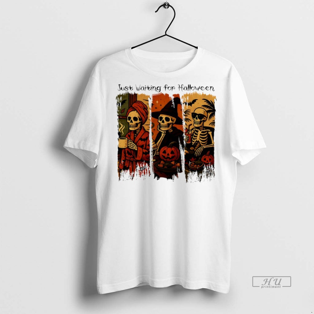 Officials Just Waiting For Halloween Skeleton T Shirt Sweater