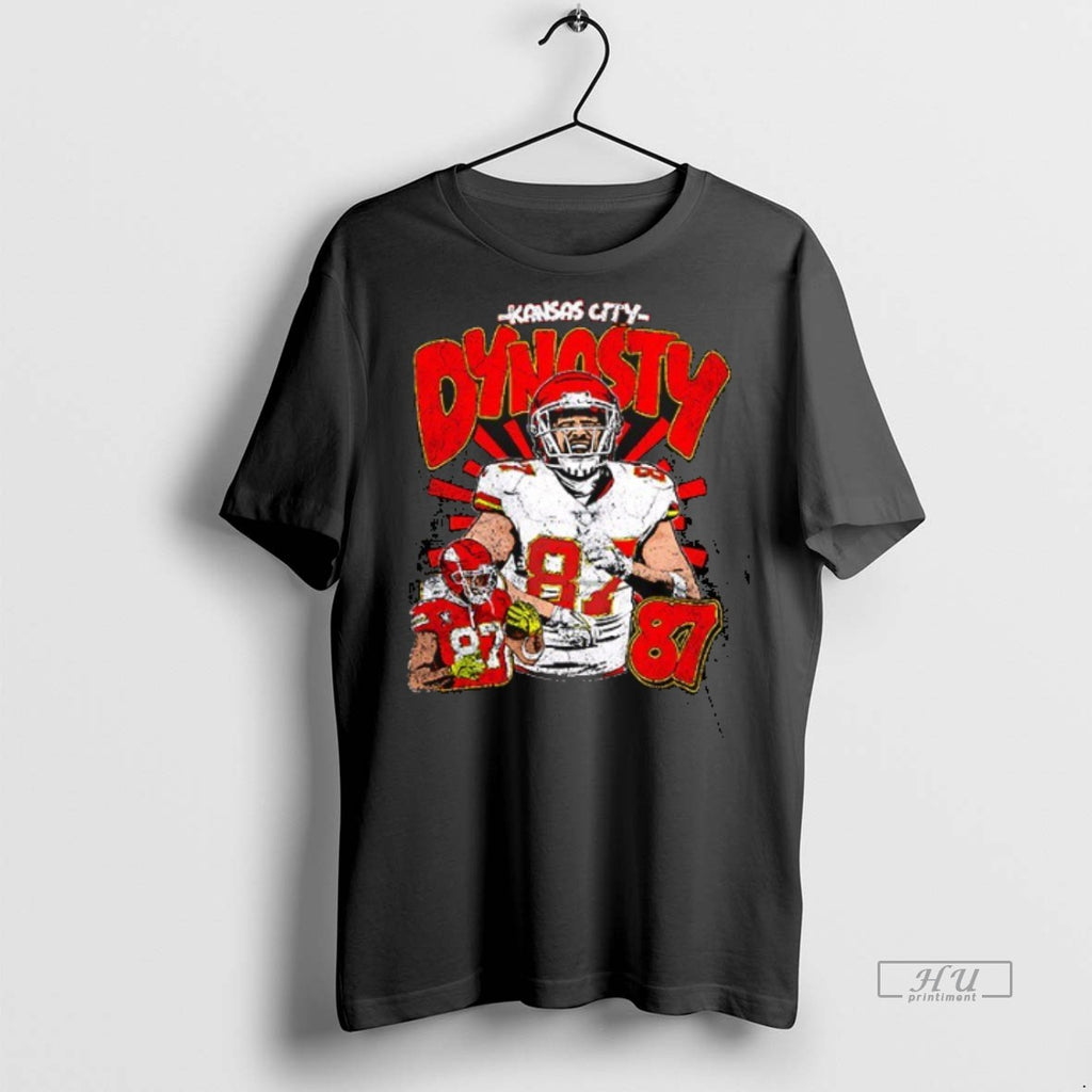 Officials Kansas City Chiefs Travis Kelce Dynasty 87 Art Double Sided Graphic Tee Shirt Sweater
