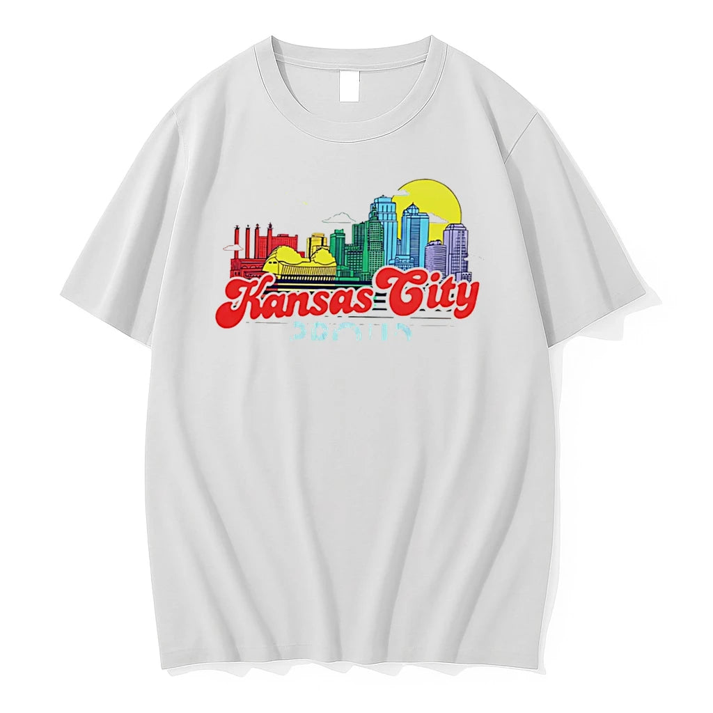 Officials Kansas City Proud Rainbow Skyline Vintage Tee Premium T Shirt