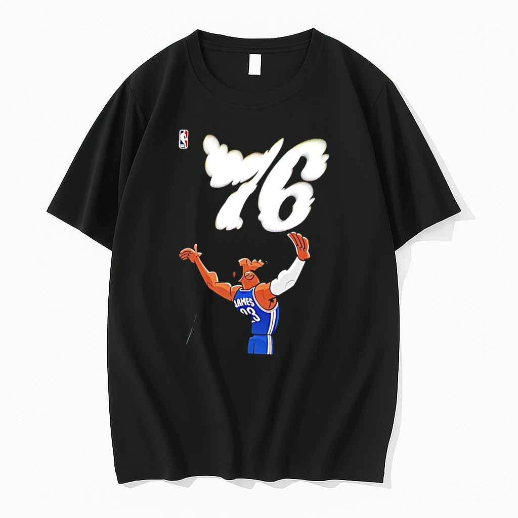 Officials Lebron James 76ers Nba Cartoon Jersey Basketball Tee Premium T Shirt