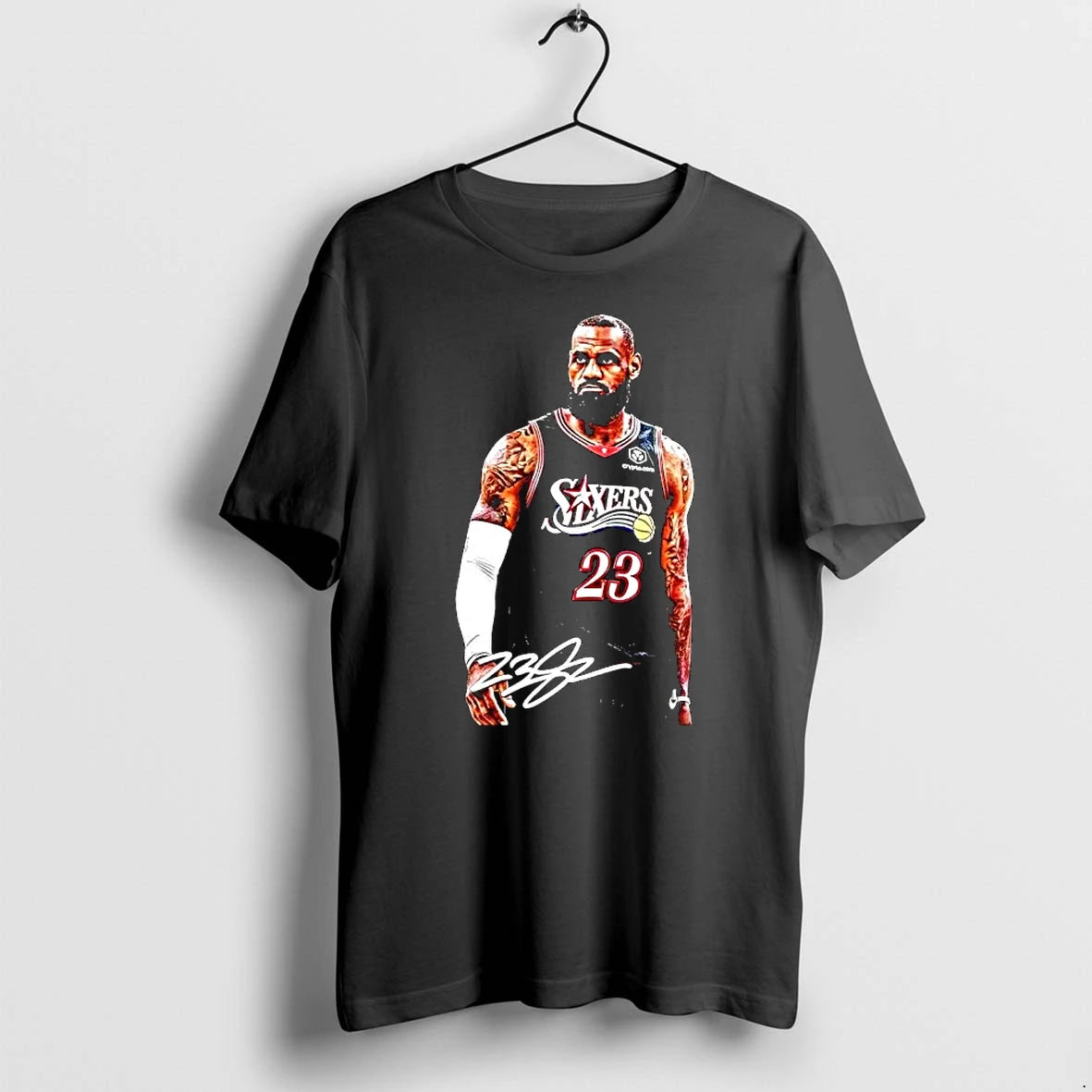 Officials Lebron James Philadelphia 76ers No 23 Signature Premium T Shirt