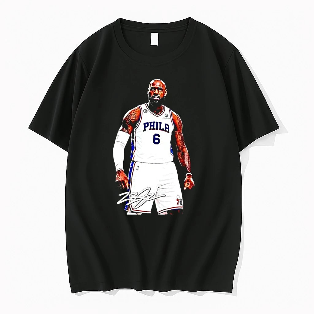 Officials Lebron James Philadelphia 76ers No 6 Signature Premium T Shirt