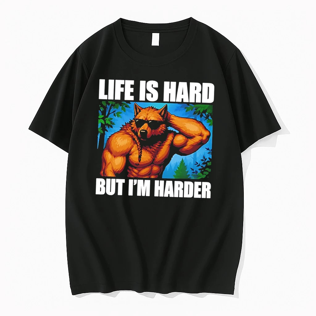 Officials Life Is Hard But I Am Harder Wolf Gym Motivation Tee