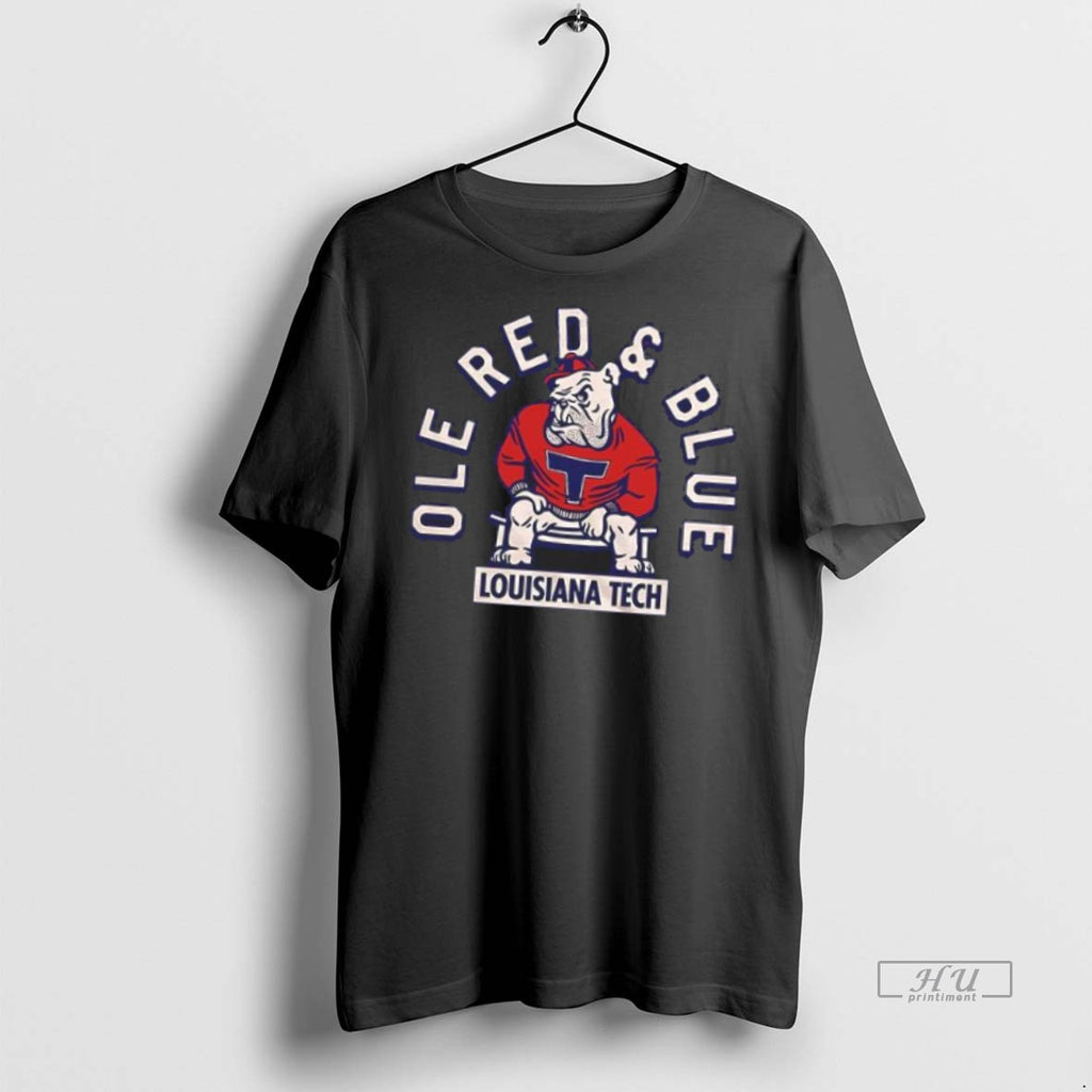 Officials Louisiana Tech Ole Red And Blue Mascot Tee Shirt Sweater