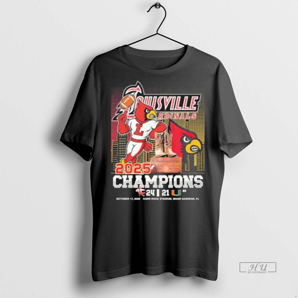 Officials Louisville Cardinals 2025 Schnellenberger Trophy Champions Score Graphic Tee Shirt Sweater