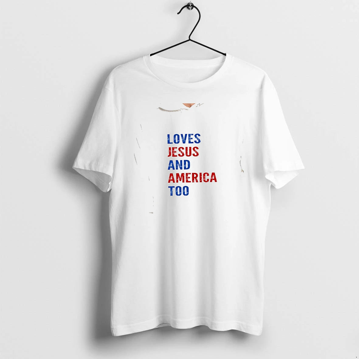 Officials Loves Jesus And America Too Patriotic Religious Faith Christian Premium T Shirt