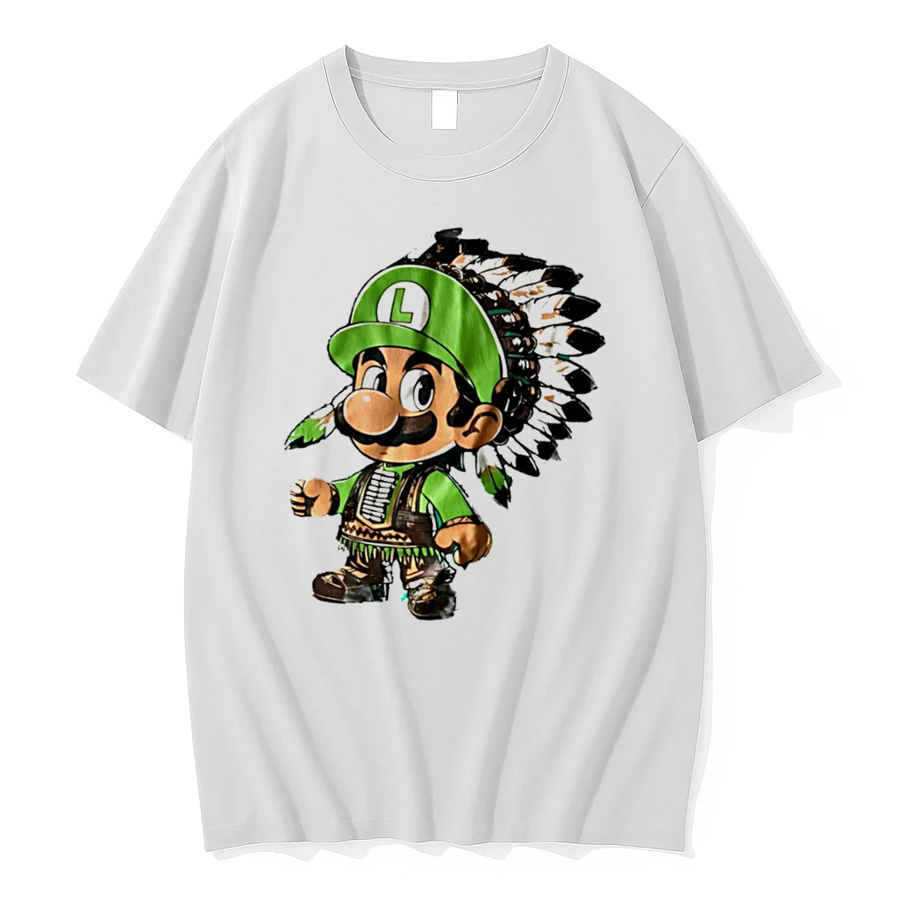 Officials Luigi Native American Headdress Cartoon Tee Premium T Shirt