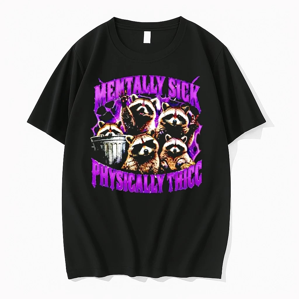 Officials Mentally Sick Physically Thicc Raccoon Squad Premium T Shirt