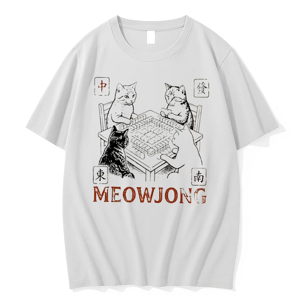 Officials Meowjong Cats Playing Mahjong Cat Lover Tee Premium T Shirt